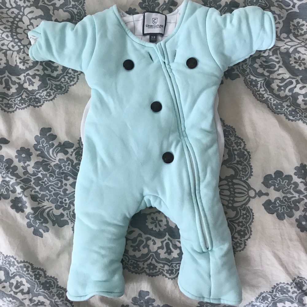 CribCulture Sleepsuit- Mint grid pattern 3-9months